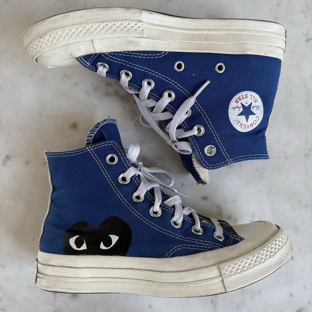 Comme des Garcons Play Converse High Mens 4 Womens 6 Cream Heart Logo Shoes $150